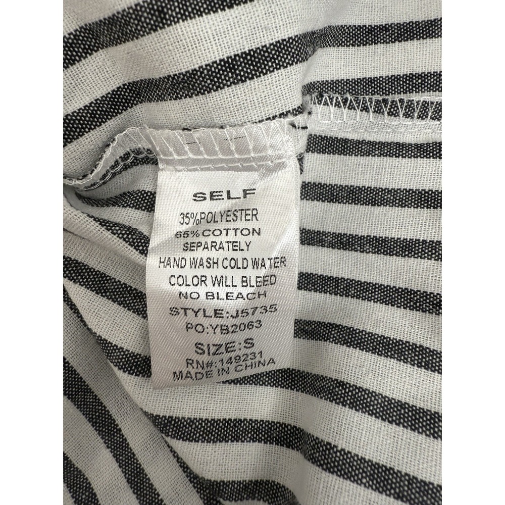 Kori America Womens S Black Stripe Button-Up Tunic Dress Floral Embroidered‎ - Picture 4 of 6